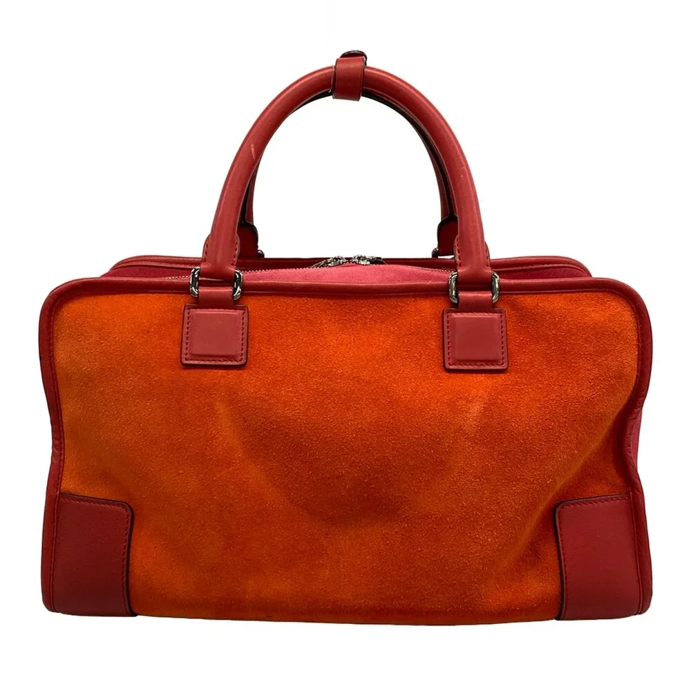 Loewe Amazona 36 Handbag Red Pink Suede Leather